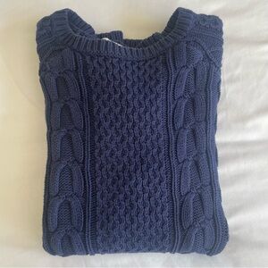 Vineyard Vines 100% Cotton Navy Blue Cable Knit Crew Neck Pullover Sweater